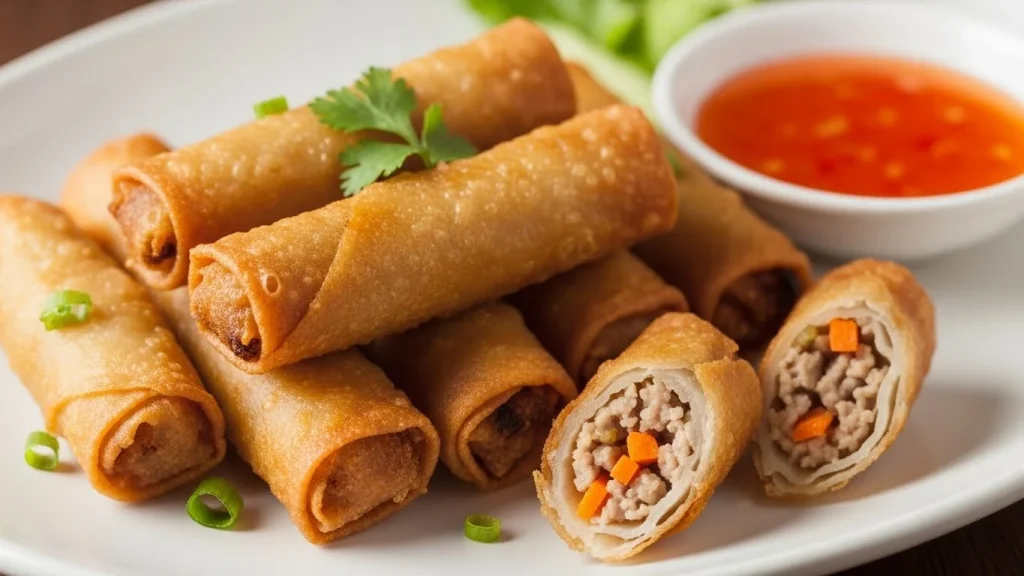 Fried Lumpiang Shanghai 2 Crispy fried Lumpiang Shanghai rolls served golden and crunchy.